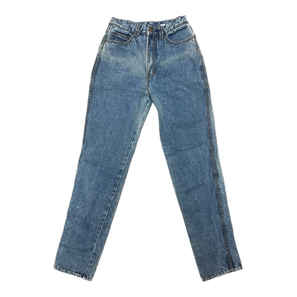 Vintage Jordache High Waist  Jeans 90s Mom Straight Braided Stitch Sz 26 Western